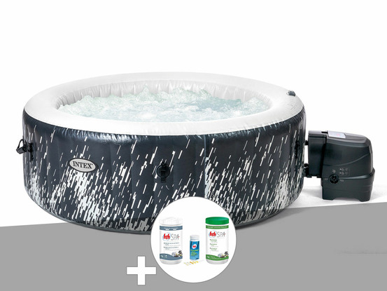 Kit spa gonflable purespa galaxie rond bulles avec led 4 places + kit de traite