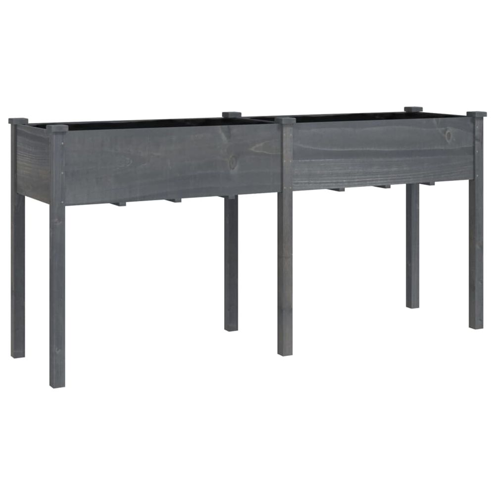 Jardinière d'extérieur avec doublure gris 161x45x76 cm bois massif de sapin