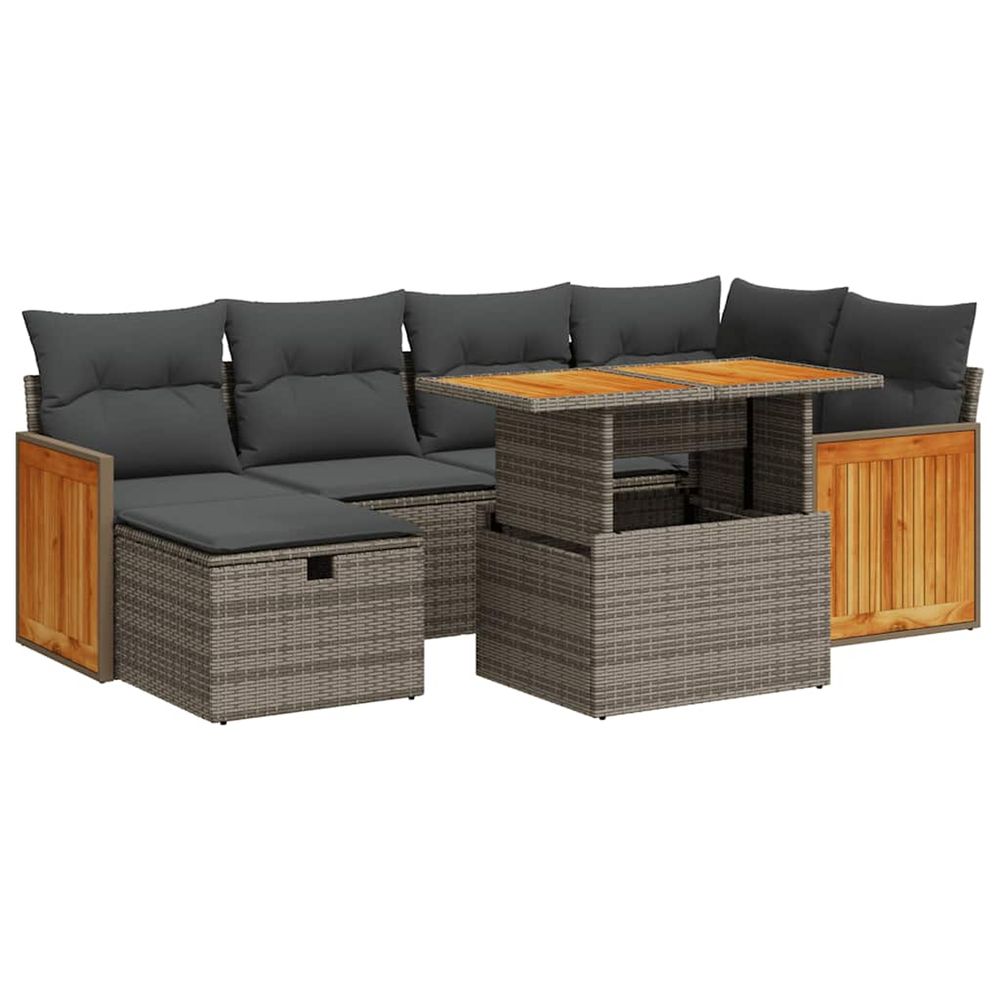 Salon de jardin 8 pcs avec coussins gris résine tressée