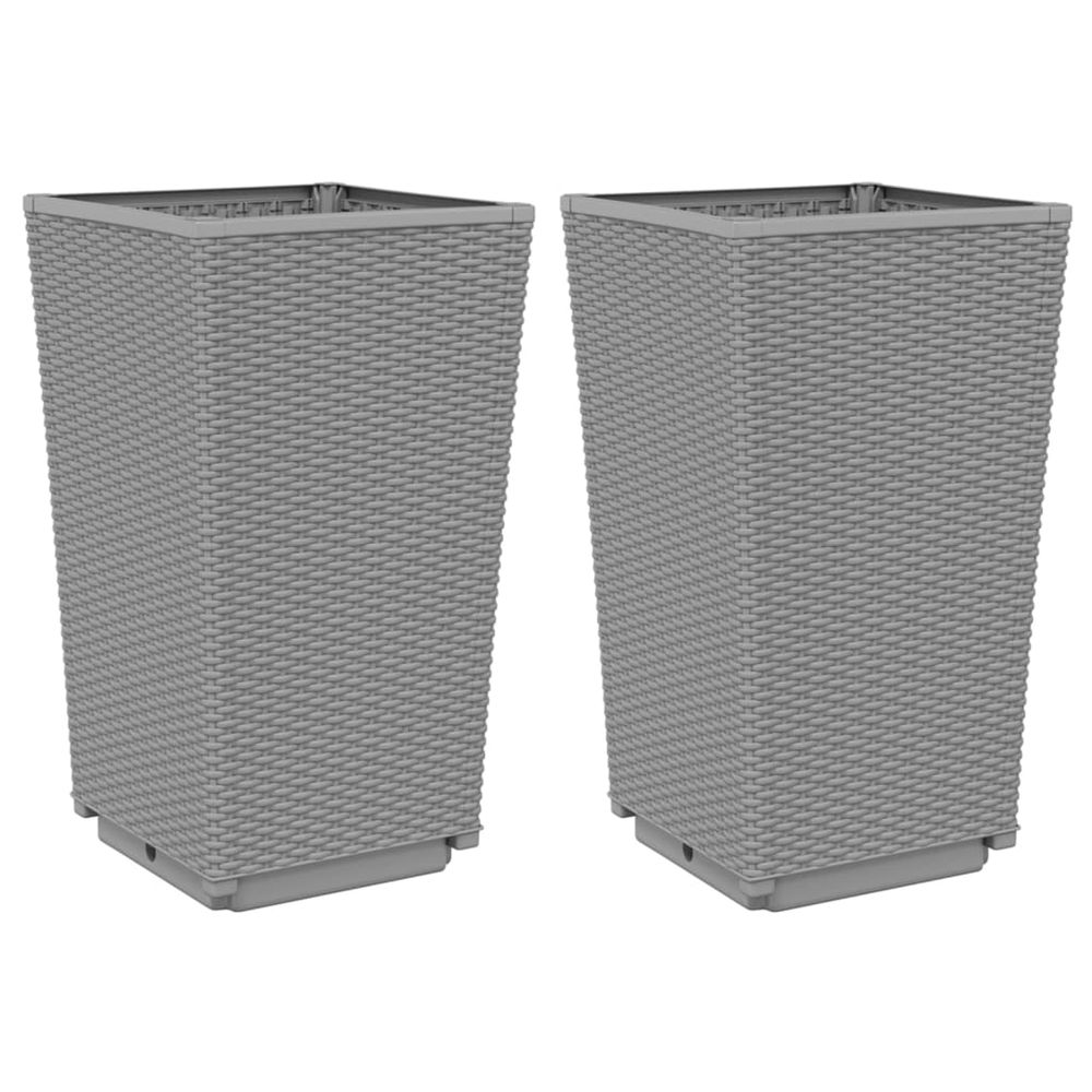 Jardinière d'extérieurs 2 pcs gris clair 32,5x32,5x57 cm polypropylène