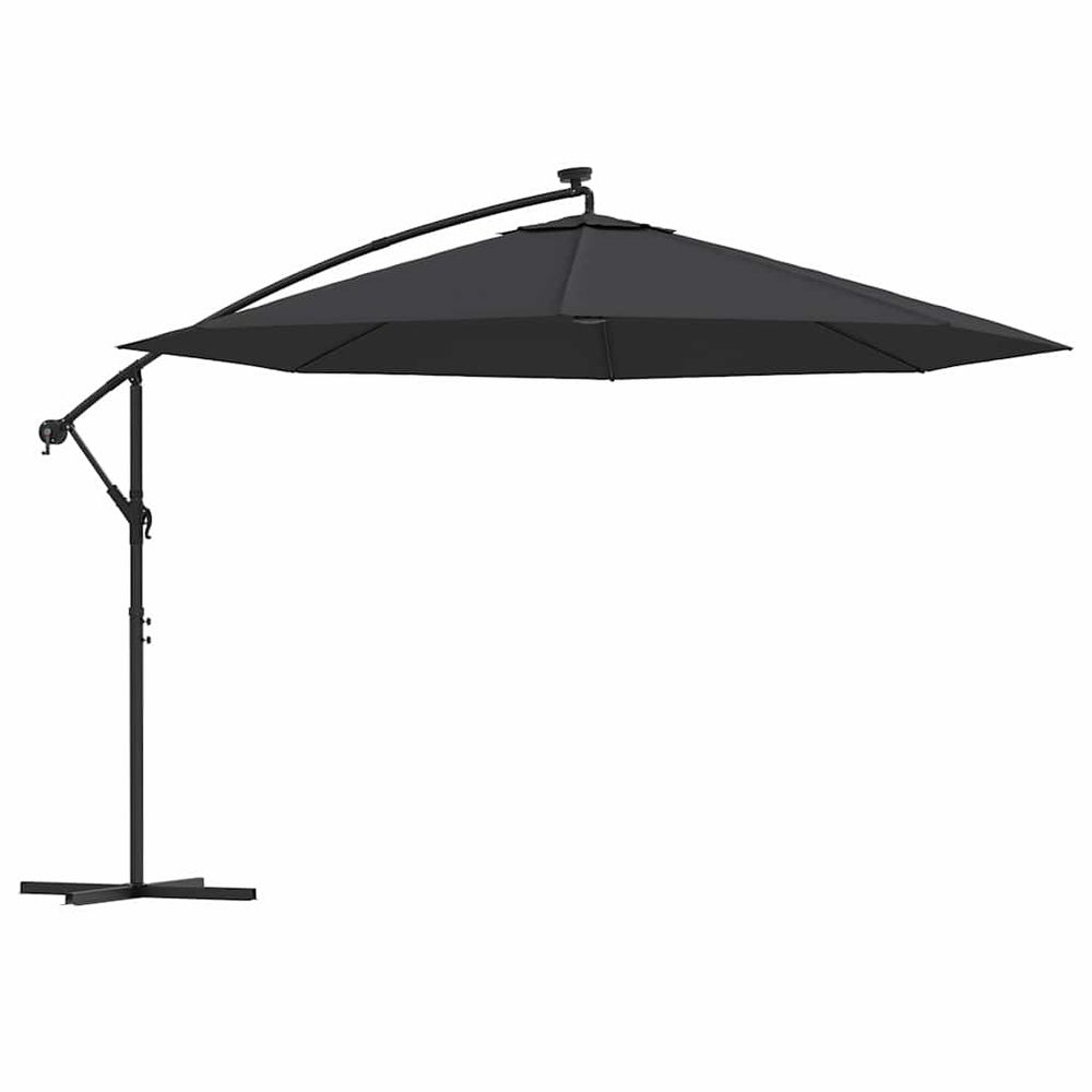 Parasol de jardin en porte-à-faux avec lumières led noir 350 cm