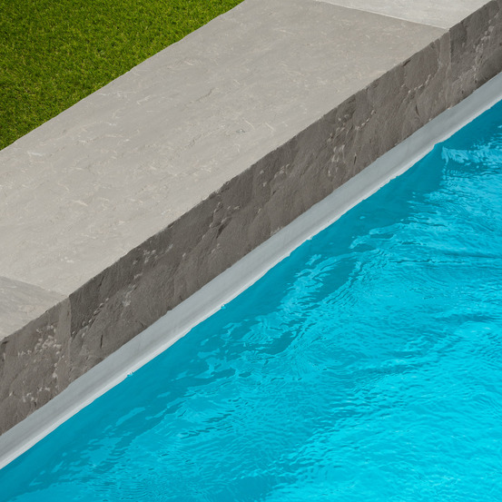 Margelle de piscine grès kandla gris 100x35x15 cm bord droit (à l'unité) - ro'ma nature