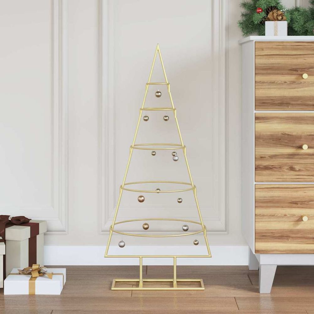Sapin de noël design en acier décoration moderne pour salon jardin doré 90 cm