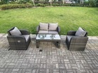 Ensemble de meubles de jardin en rotin ave canapé d'amour table basse chaises inclinable mélange gris foncé