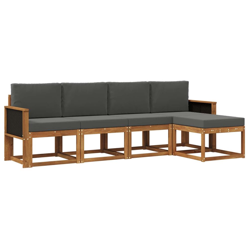 Ensemble de canapés d'extérieur 5 pc naturel et anthracite