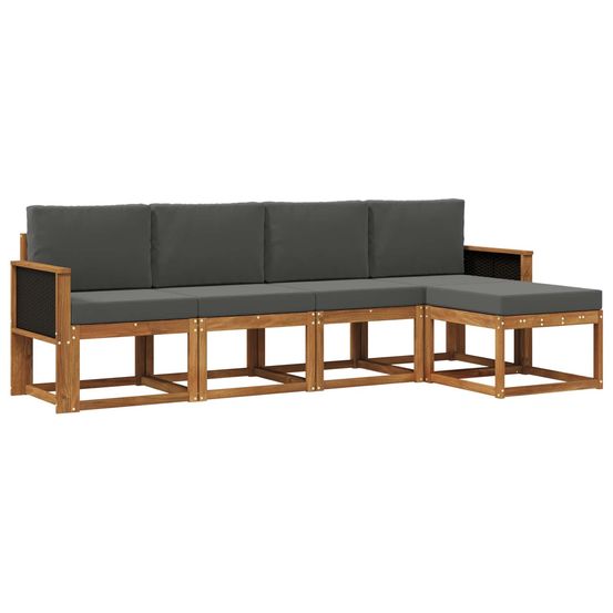 Ensemble de canapés d'extérieur 5 pc naturel et anthracite