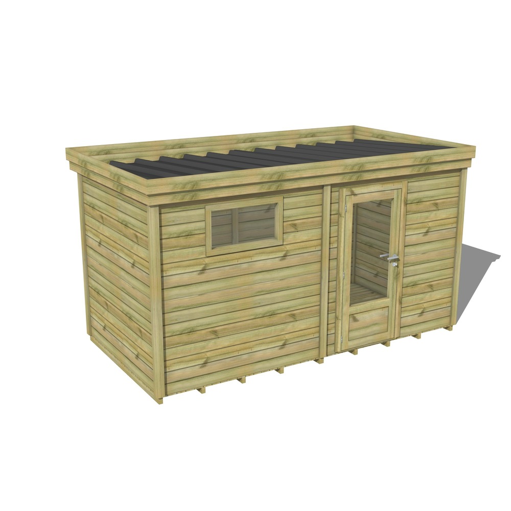 Abri de jardin bois pin traité autoclave 27mm - 5,19x2,14m / 11m2 - bac acier - plancher bois