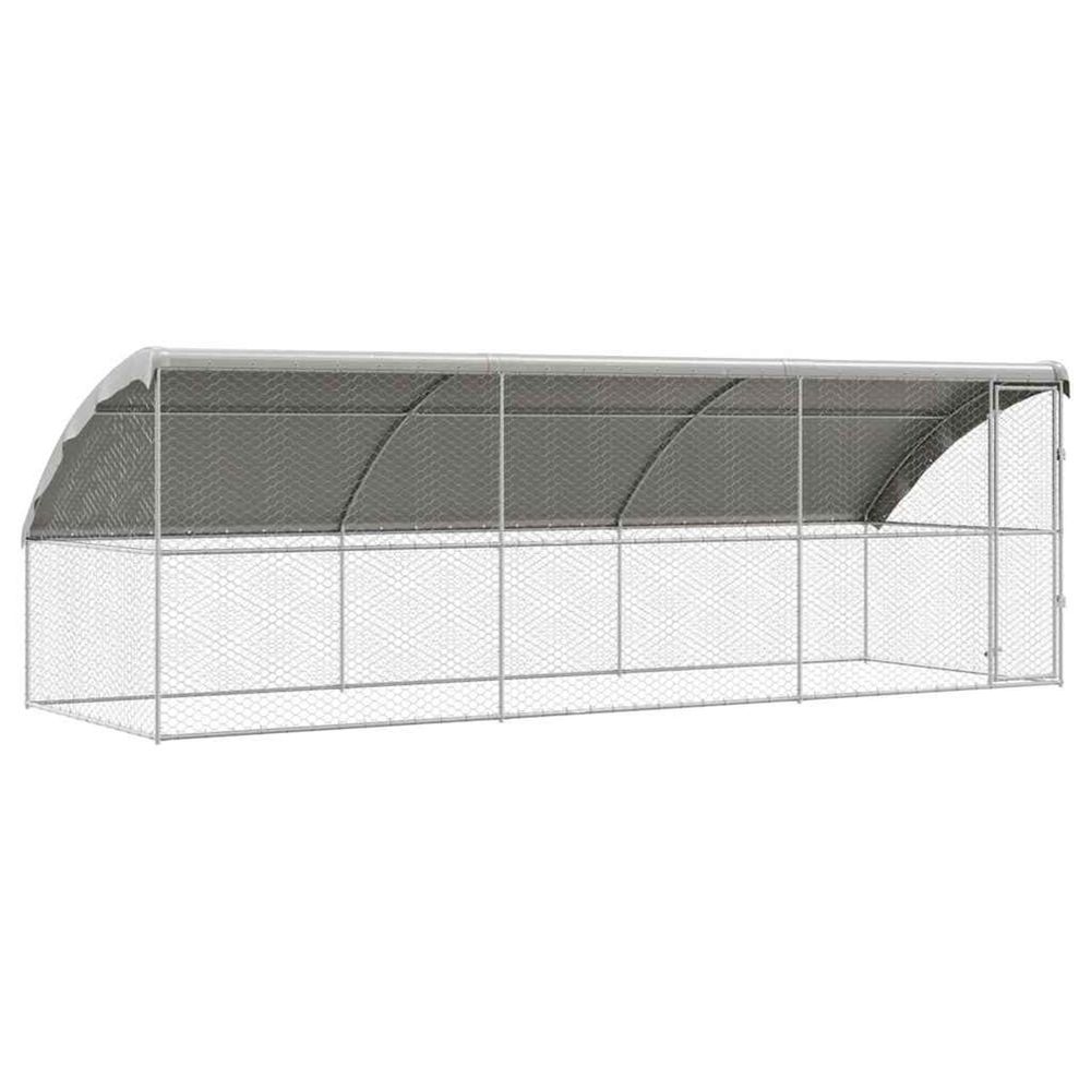 Kennel pour chiens 3 pc argenté 6 x 2 x 2 m acier galvanisé