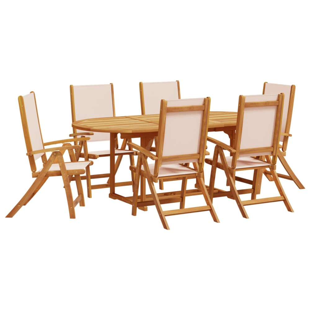 Ensemble à manger de jardin 7pcs bois d'acacia solide textilène