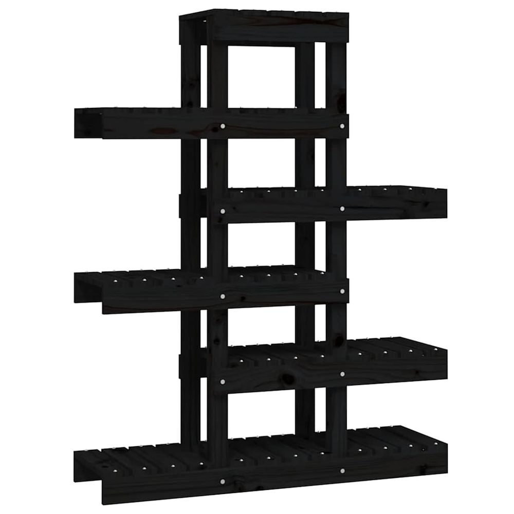 Support à plantes noir 85x25x109,5 cm bois massif de pin