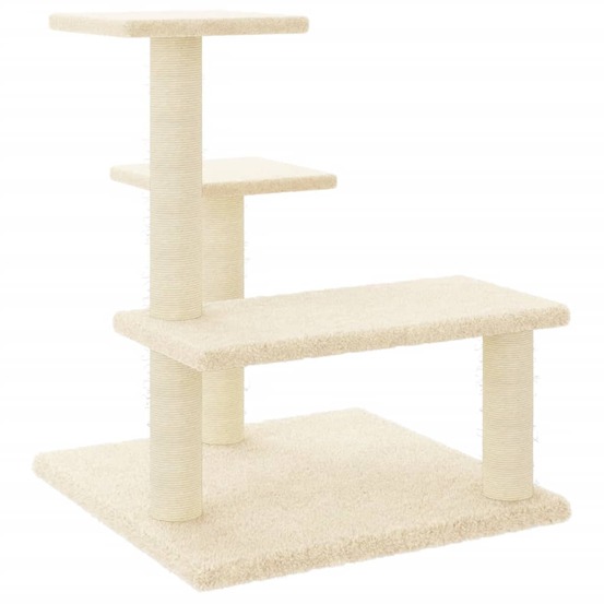 Arbre à chat meuble tour grimper jouet grattage grattoir escalade plateforme avec griffoirs en sisal 61 cm crème