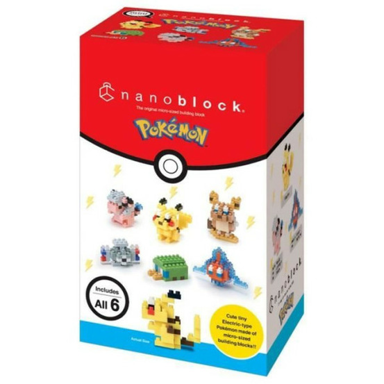 Coffret de 6 figurines en briques - bandai - nanoblock - pack pokémon type électrique
