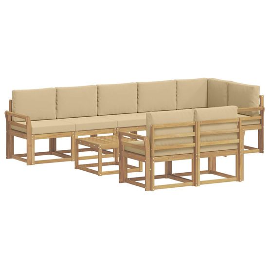 Ensemble de canapés d'extérieur 9 pc blanc et beige polyester