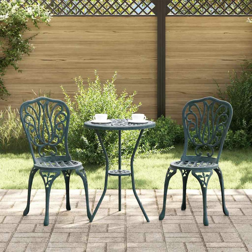 Ensemble bistro de jardin 3 pcs vert aluminium