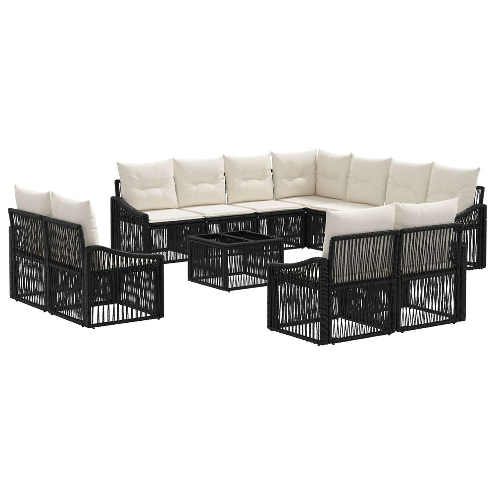 Ensemble de canapé de jardin 12 pc noir polyrotin
