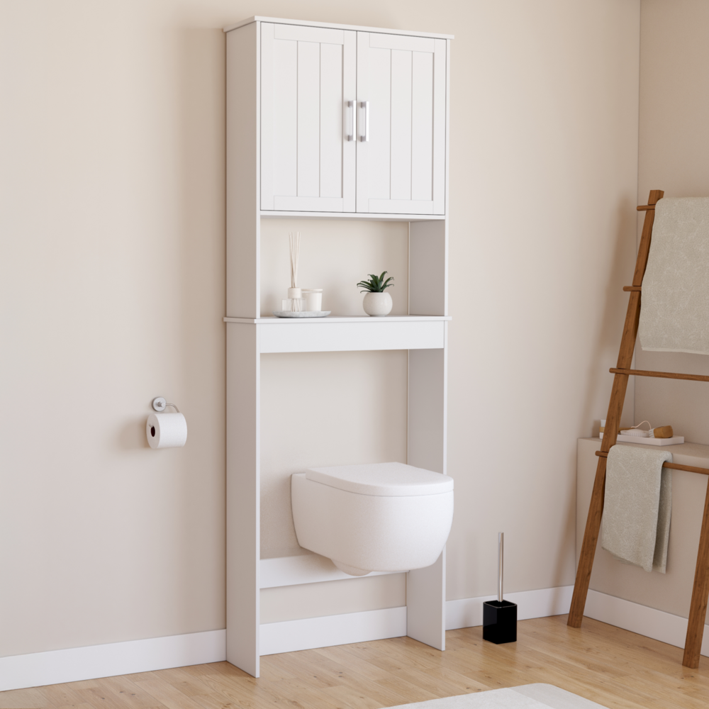 Meuble étagère dessus wc waldo placard bois blanc