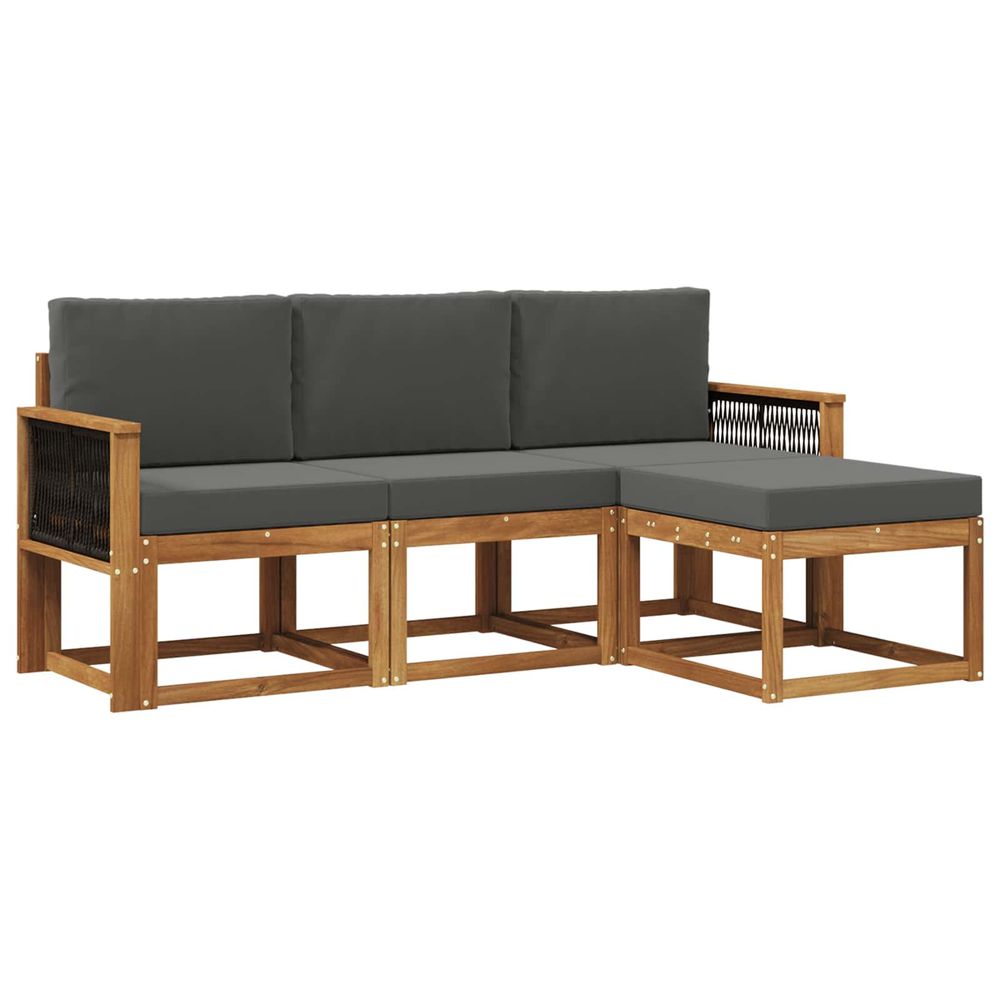 Ensemble de canapés d'extérieur 4 pc naturel et anthracite