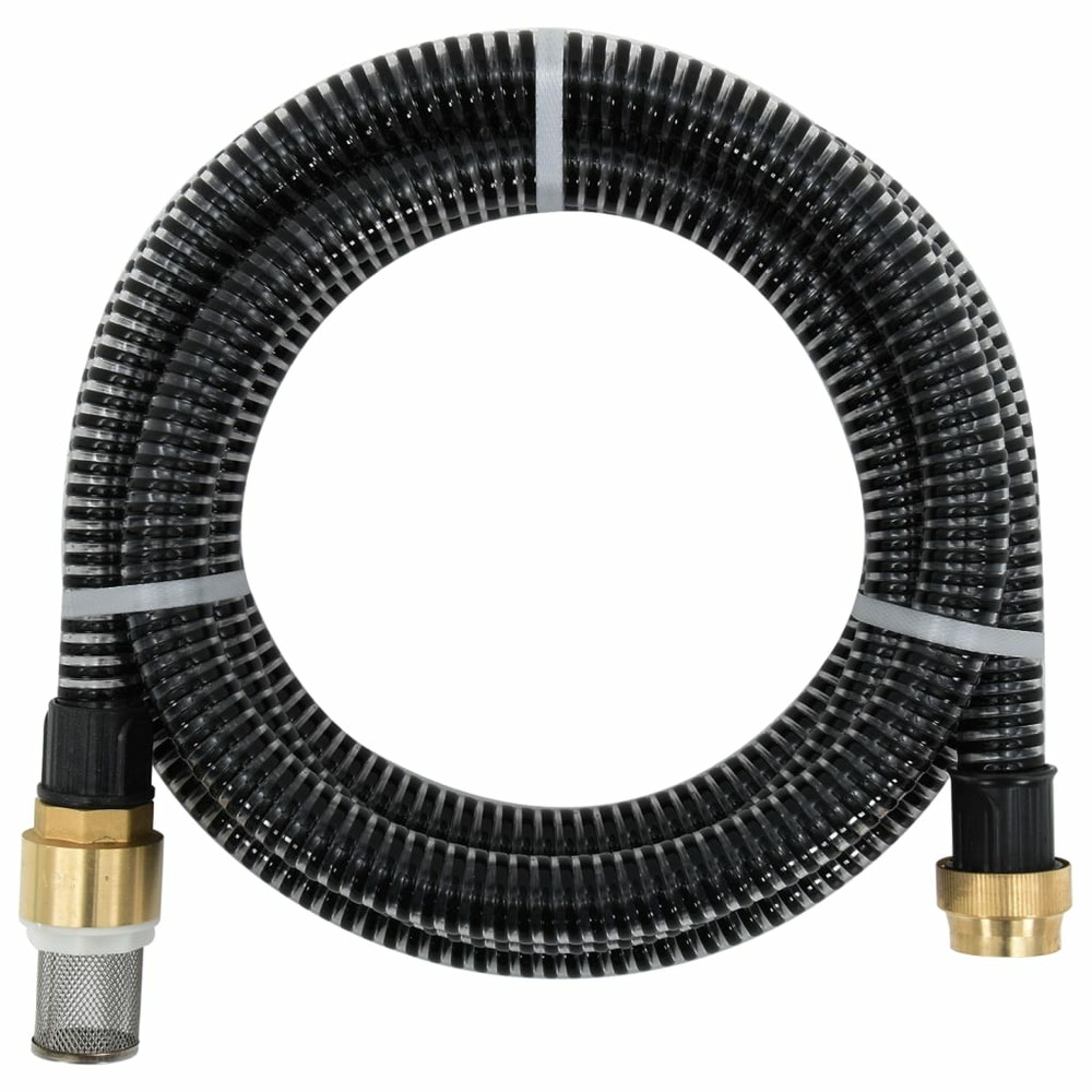 Tuyau d'aspiration avec raccords en laiton noir 1,1 4 m pvc