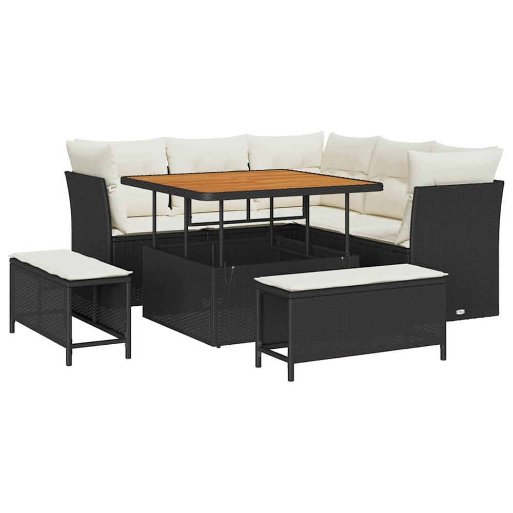 Ensemble de canapé de jardin avec coussin 8 pcs noir et crème