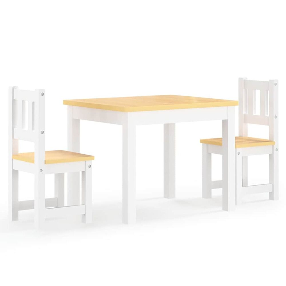 Ensemble de table et chaises pour enfants 3 pcs blanc et beige