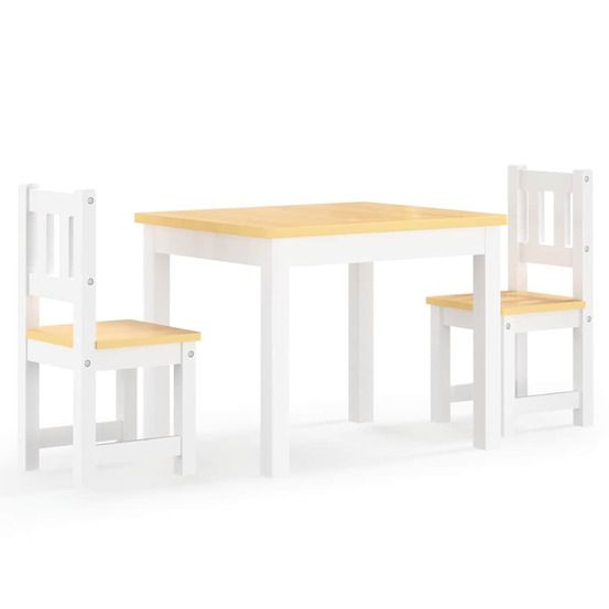 Ensemble de table et chaises pour enfants 3 pcs blanc et beige