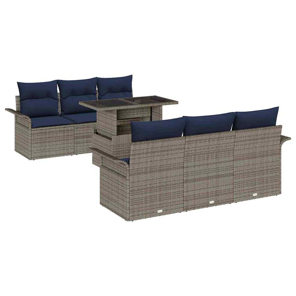 Ensemble de canapé de jardin 7 pc gris polyrotin