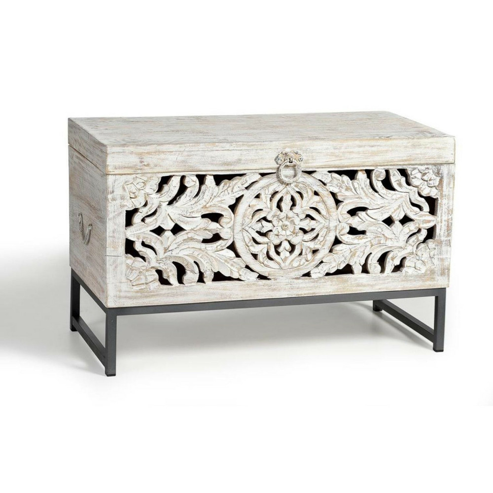 Coffre bois-fer blanc - poméline décoration d'autrefois