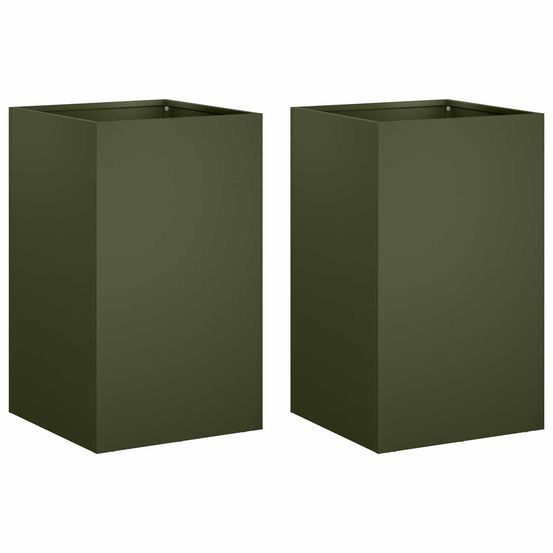 Cache-pot de jardin 2 pc vert olive 30 x 30 x 50 cm