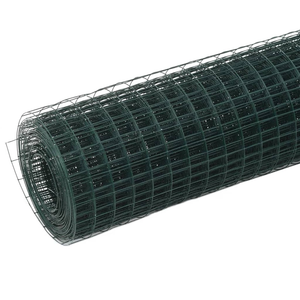 Grillage acier avec revêtement en pvc 25x0,5 m vert