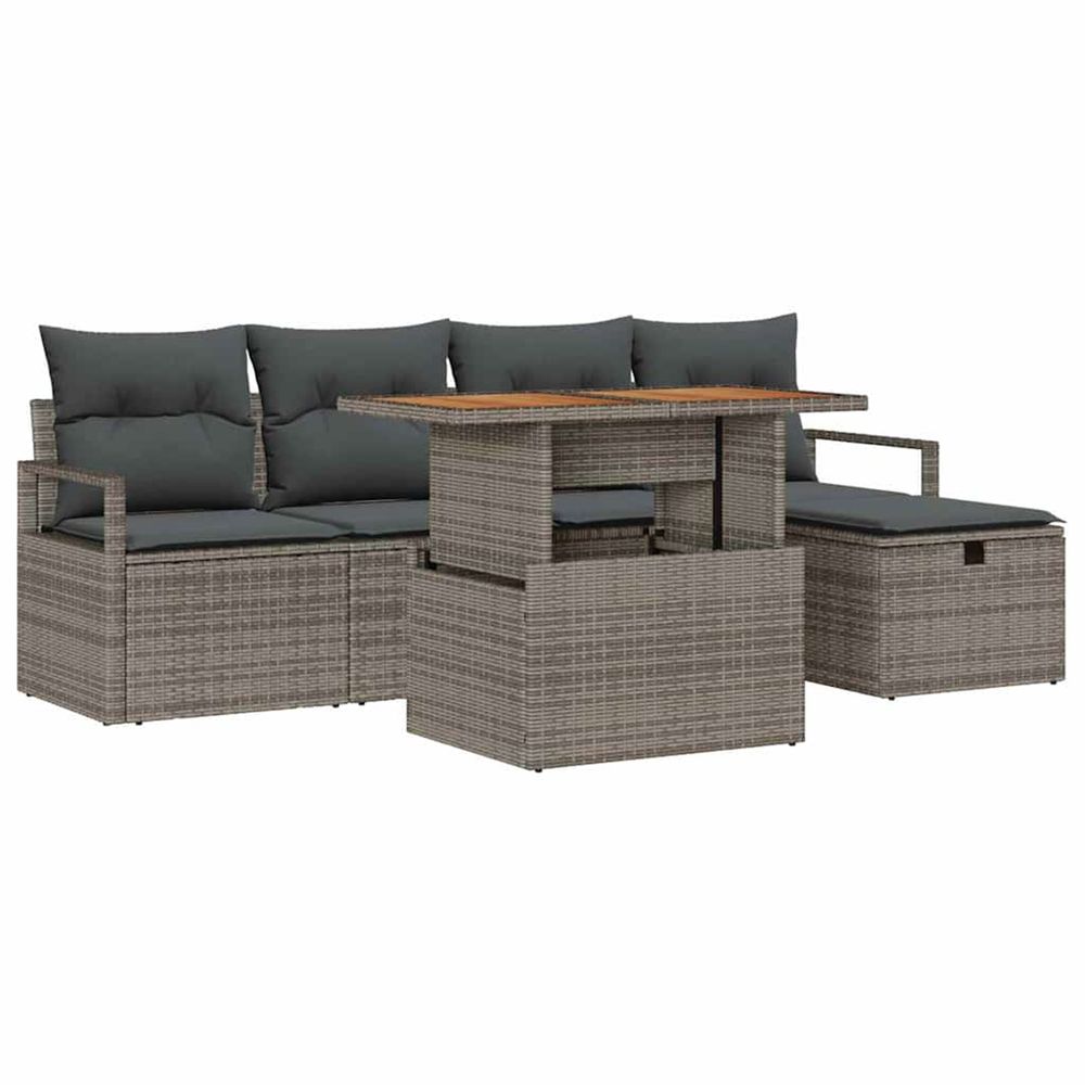 Ensemble de canapé de jardin 6 pc gris polyrotin