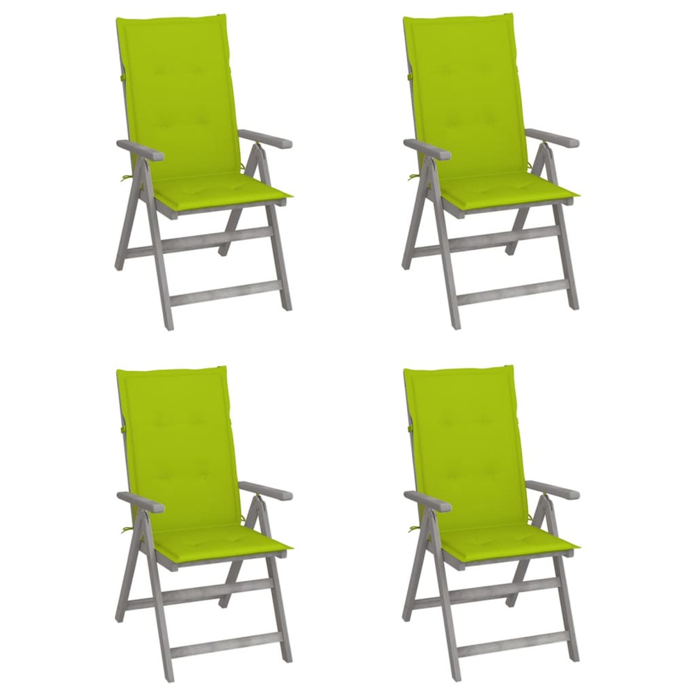 Chaises inclinables de jardin lot de 4 et coussins bois acacia
