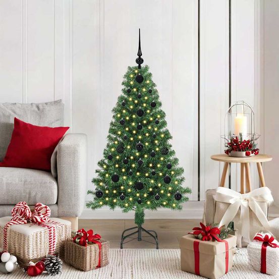 Kit sapin de noël artificiel 120cm complet avec 150 led et 61 boules incluses