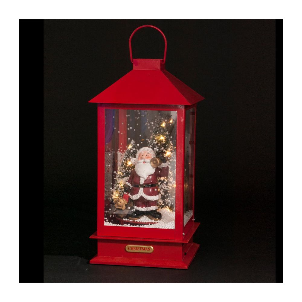 Déco de noël lumineuse lanterne animée et musicale h 38 cm