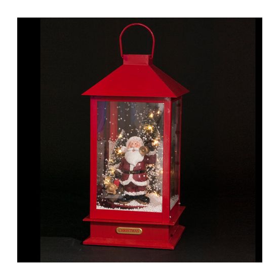 Déco de noël lumineuse lanterne animée et musicale h 38 cm