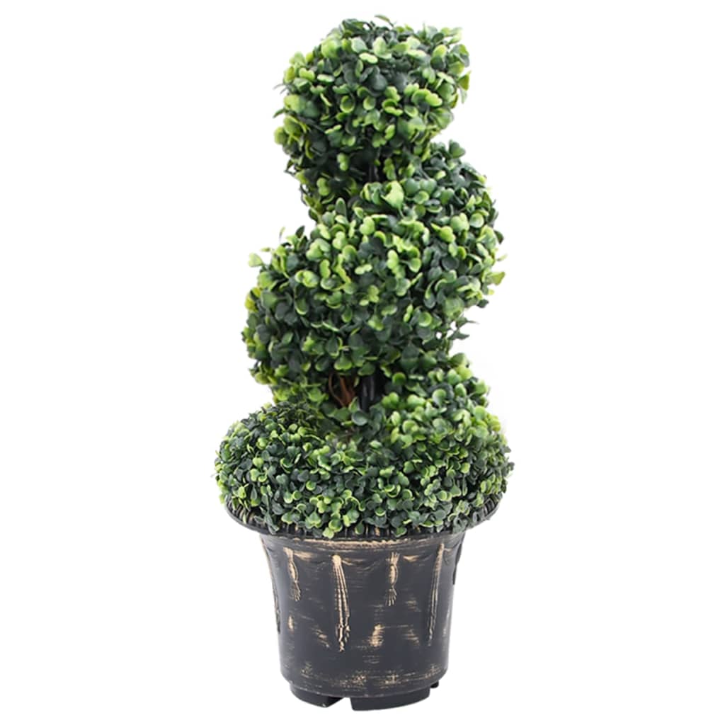 Plante de buis artificiel en spirale avec pot vert 59 cm