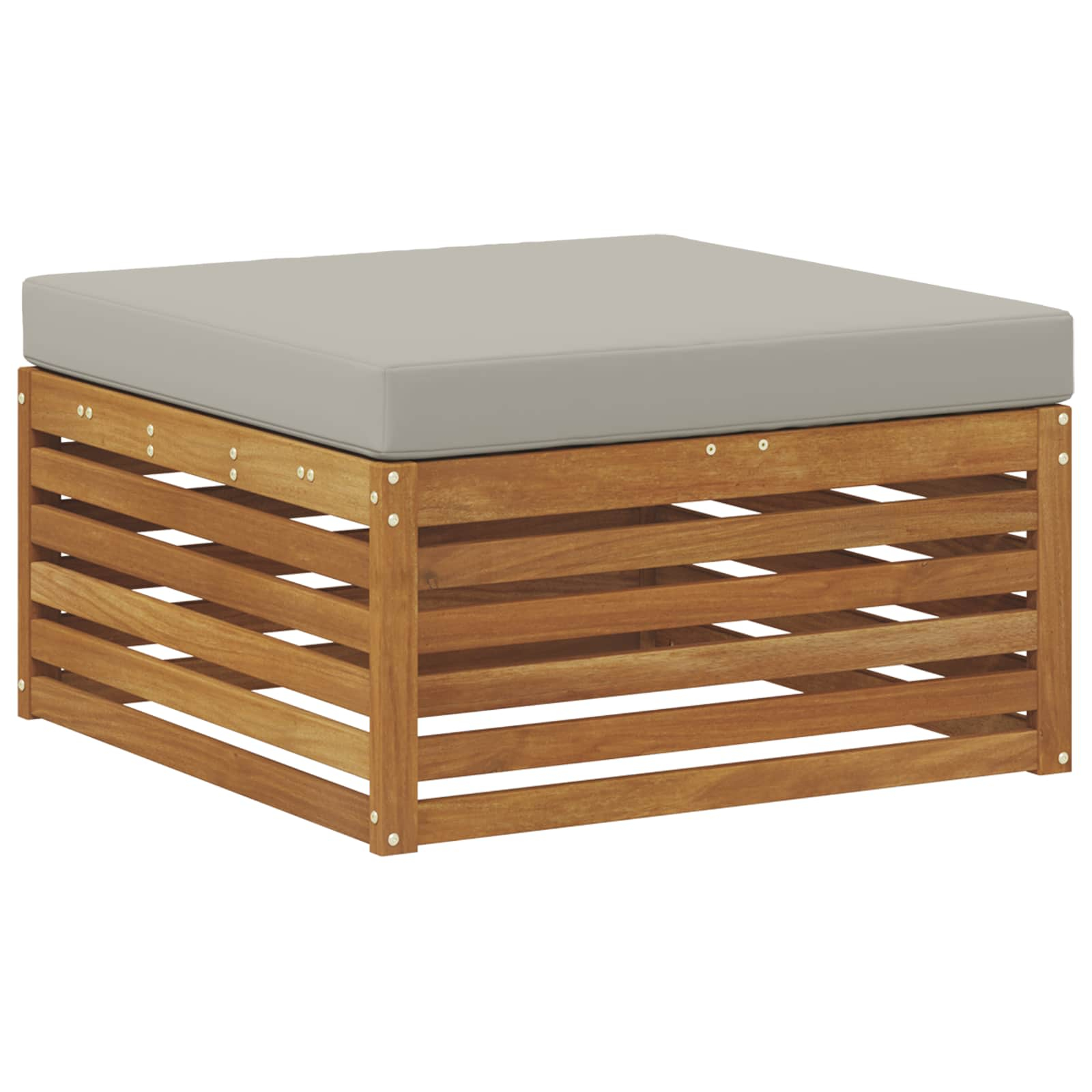 Pouf d'extérieur bois d'acacia massif naturel