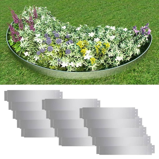 Clôture de pelouse 15 pcs acier galvanisé 100x20 cm