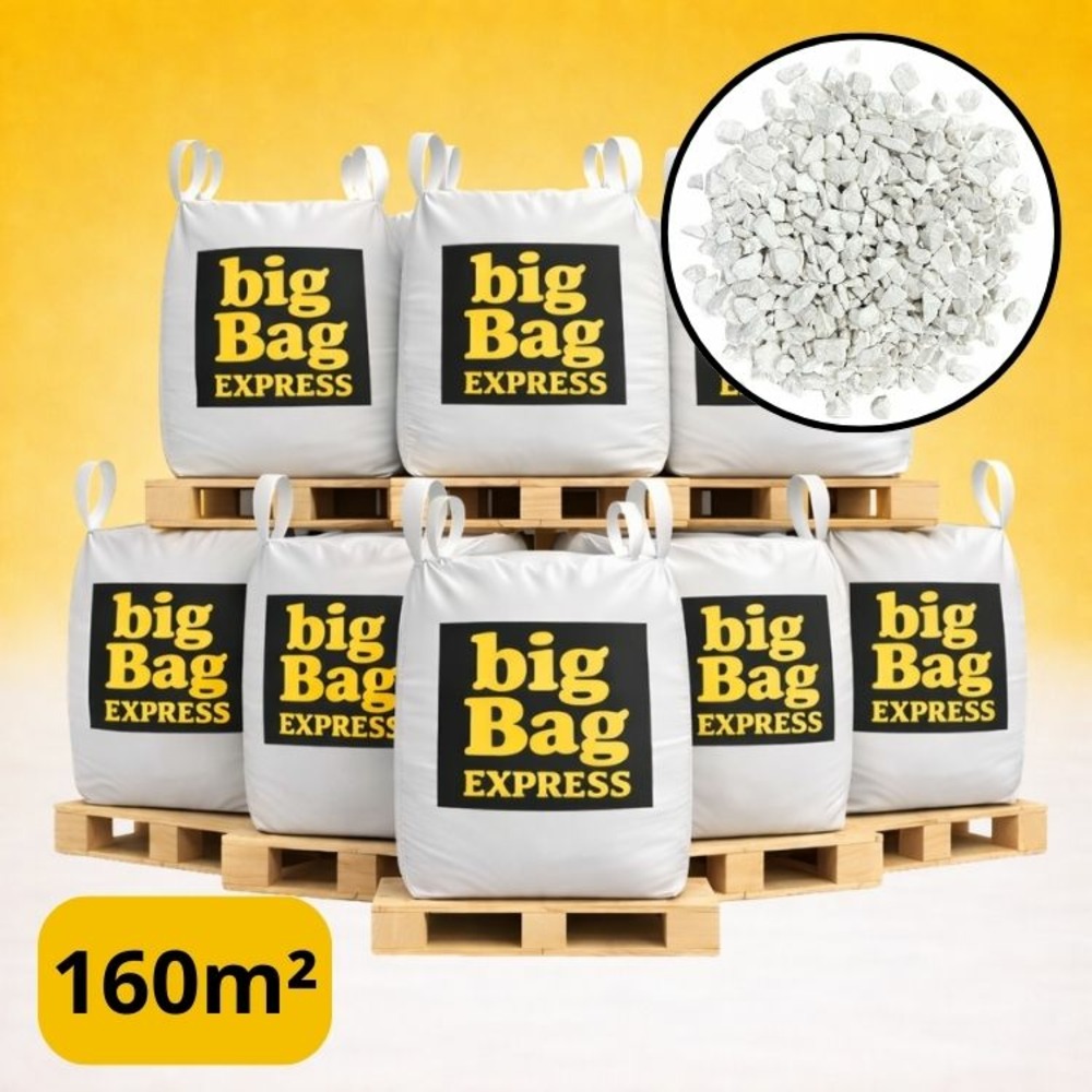 Pack 8 x big bag de +/- 1,5t ≃ 160m² gravillon calcaire super blanc ø 6/14 mm - livraison premium