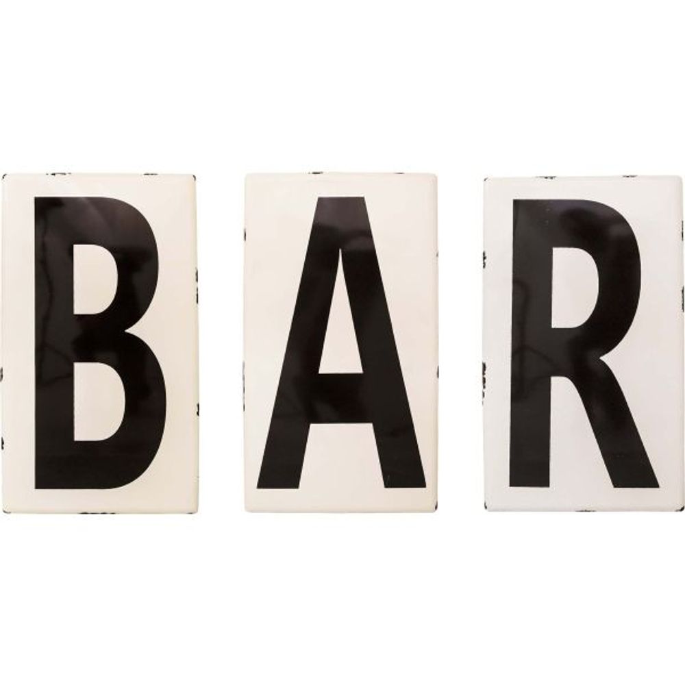 Lettres en métal émaillé bar