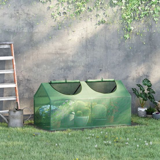 Mini serre tunnel jardin acier pe pour tomates protection hivernage 120x60x60cm vert - comfortxl outdoor living