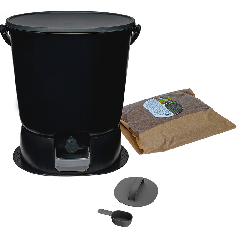 Kit 1 composteur bokashi organko essential 15,3l noir skaza
