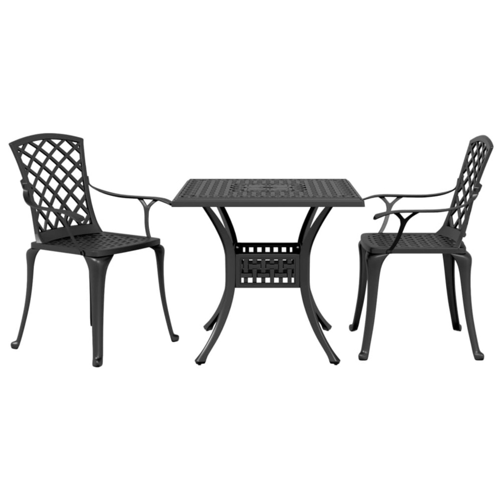Ensemble de bistro 3 pcs noir aluminium coulé
