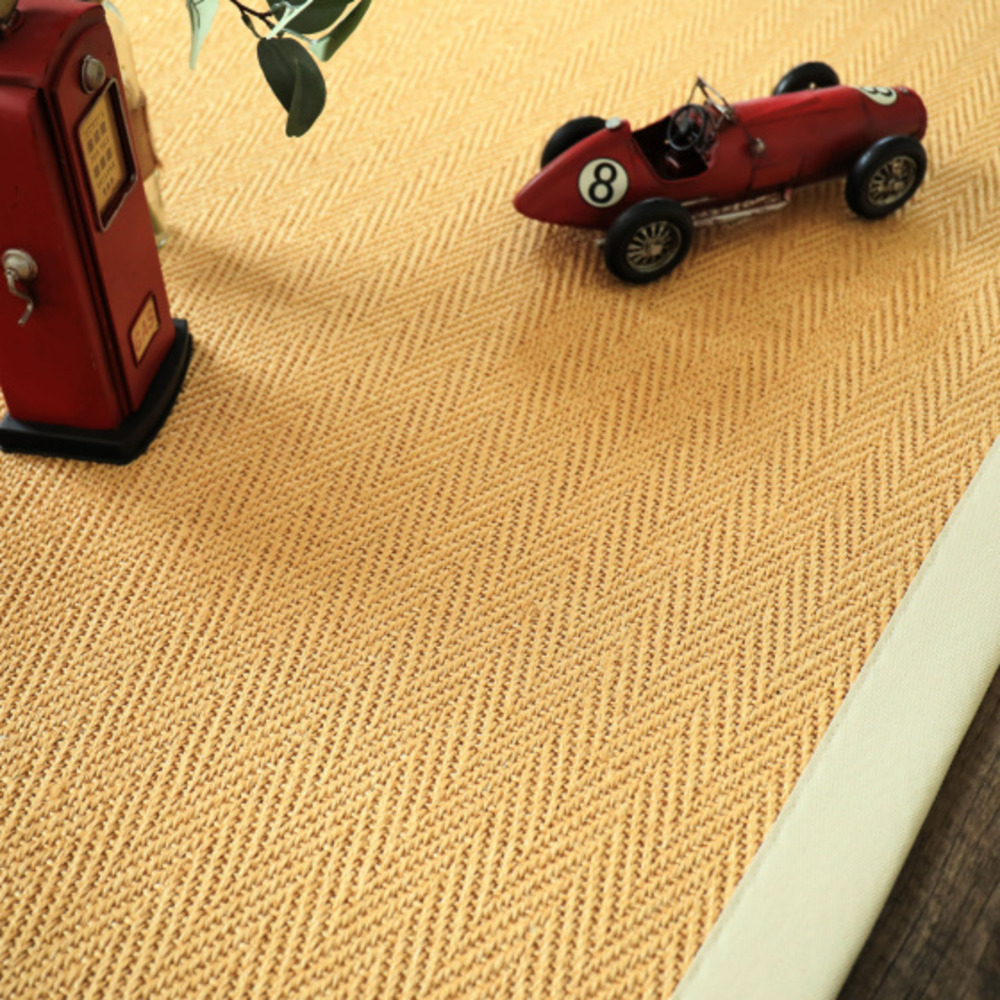 Tapis en sisal naturel - veracruz chevron - miel et écru - 200 x 200 cm