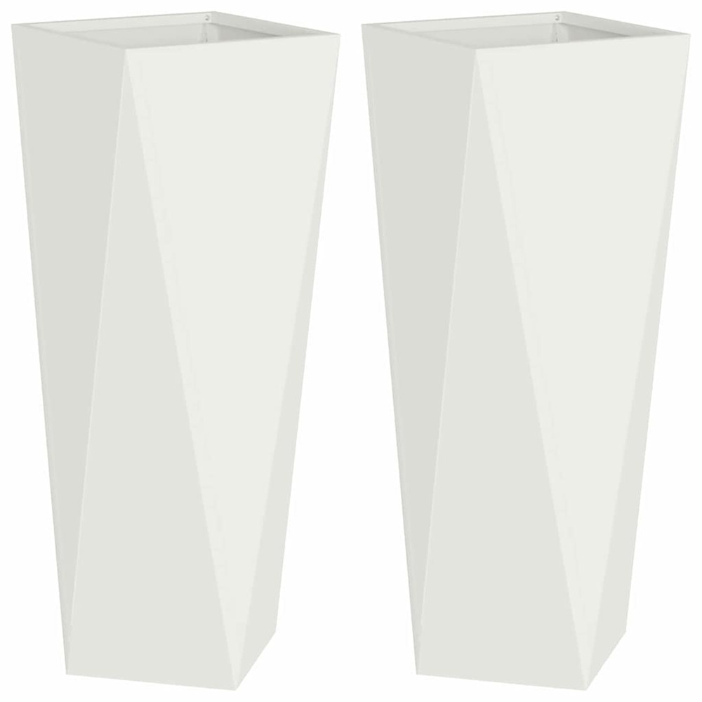 Jardinière d'extérieur 2 pcs blanc 30 x 30 x 75 cm acier