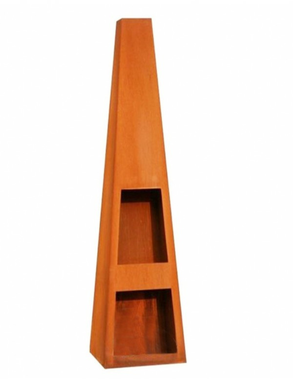 Cheminée de jardin en acier rouillé texas 118x40x40 cm avec range bûches