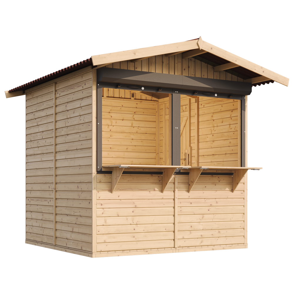 Timbela m149z maison de jardin en bois, étal de marché en bois h232x253x263 cm/4 m2