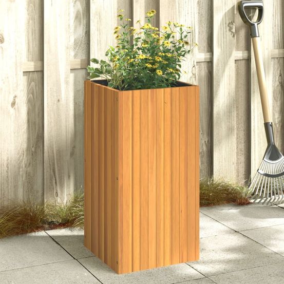 Jardinière haute bois acacia massif salon patio plantes fleurs brun 45x90cm