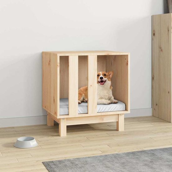 Niche pour chien bois massif abri intérieur pour petit chien 50x40x52 cm
