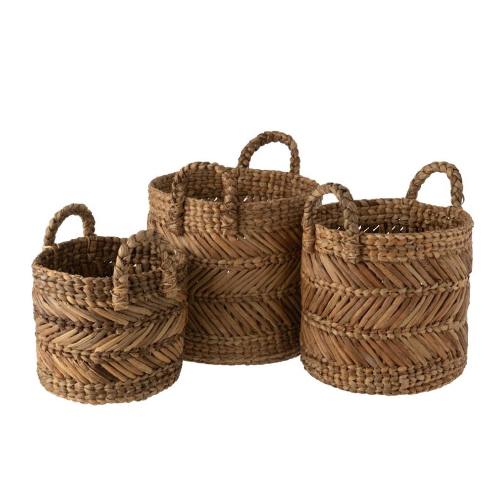 Set de 3 paniers tressés en raphia naturel h37 à 47cm