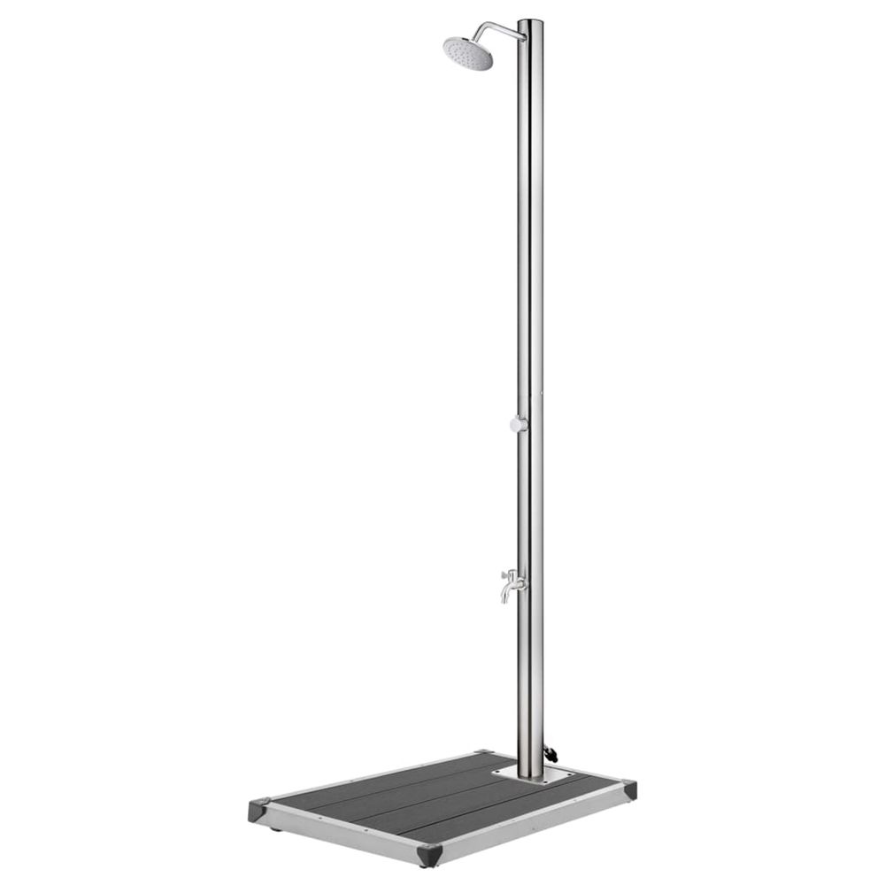Douche de jardin avec base gris 220 cm acier inoxydable